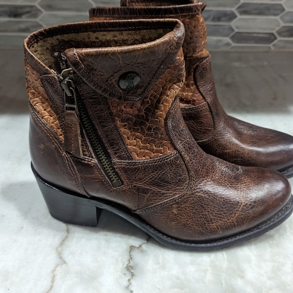 Sonora Leather Two Tone Brown Heeled Boots Size 7.5 50% off sale❤️ - Picture 3 of 9